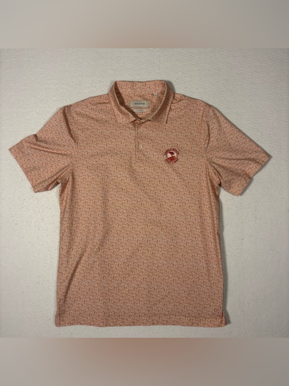 Bugatchi Pebble Beach Golf Links Men's Orange Short Sleeve Polo #T0145